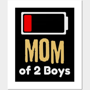 Mom of 2 Boys Shirt Gift from Son Mothers Day 2024   Birthday Women Posters and Art